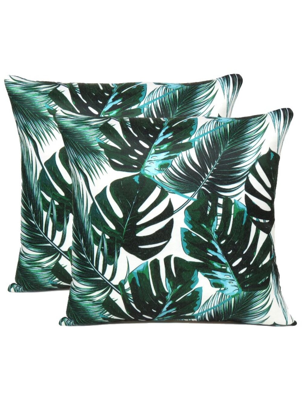 Oussum Cushion Cover Cotton Sofa Pillow Cover Tropical Leaf Printed Set of 2